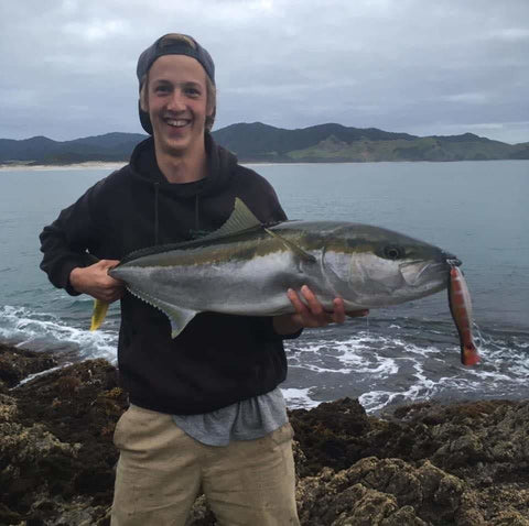 Julian with a nice kingi caught off the rocks - OK.fish