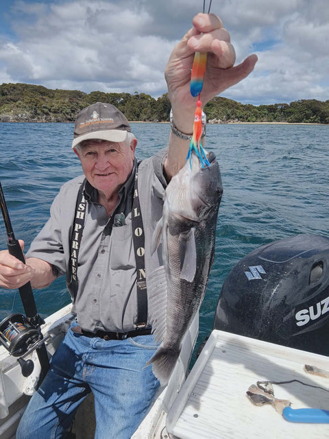 Bill's blue cod on his bottom bouncer - OK.fish