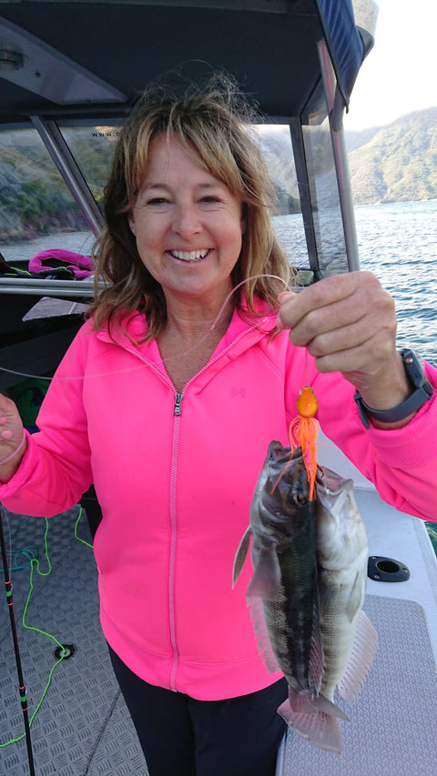 Annie with two cod on one jig