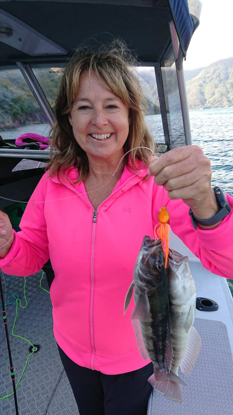 Annie with two cod on one jig - OK.fish