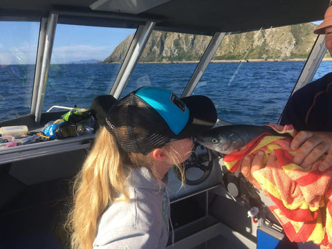 Lizzie and her first fish on  slow Jigs - OK.fish