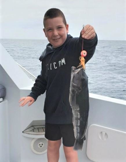 Travis with a beauty of a blue cod - OK.fish