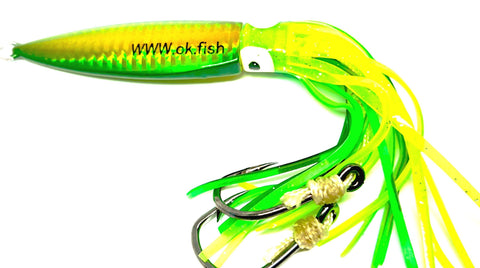 Squidward Heavy Duty Jig 250G / Grinch-Green Holo/green Yellow Skirt